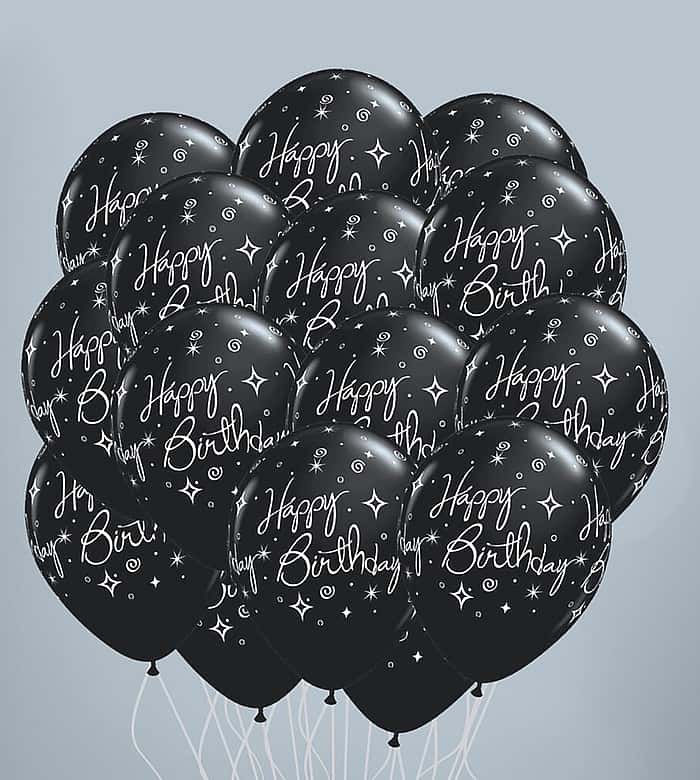 15 Black Birthday Sparkle Balloons