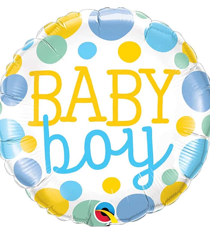 Baby Boy Dots Round Foil Balloon