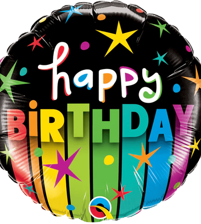Birthday Colorful Stripes Single Foil Balloon