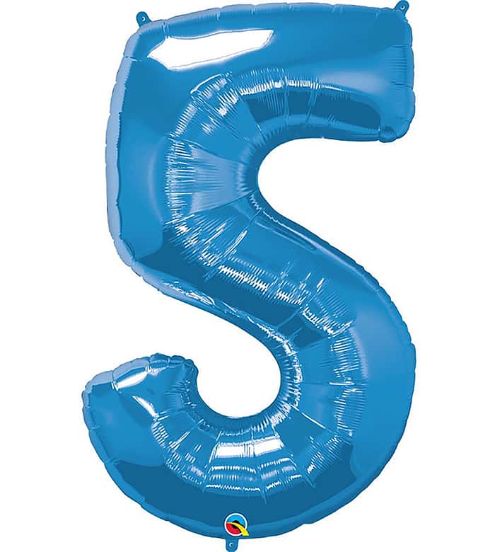 Blue Number Five Helium Balloon