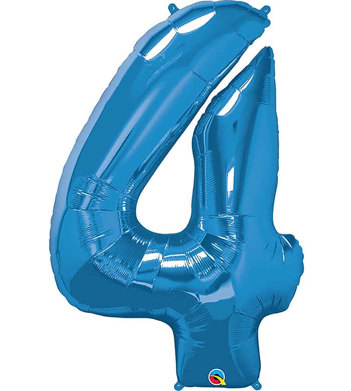 Blue Number Four Helium Balloon