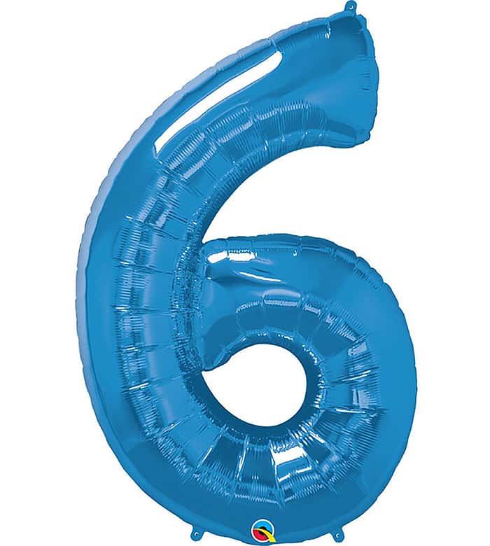 Blue Number Six Helium Balloon