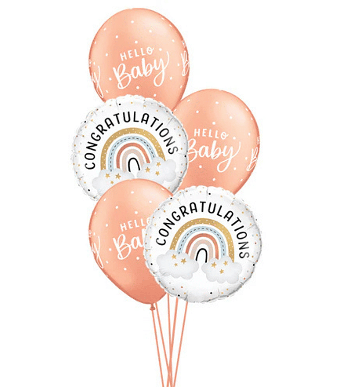 Congratulations Baby Boho Rainbow Balloon Floor Bouquet