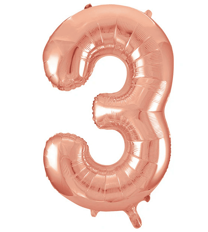 Giant Rose Gold Number 3 Balloon