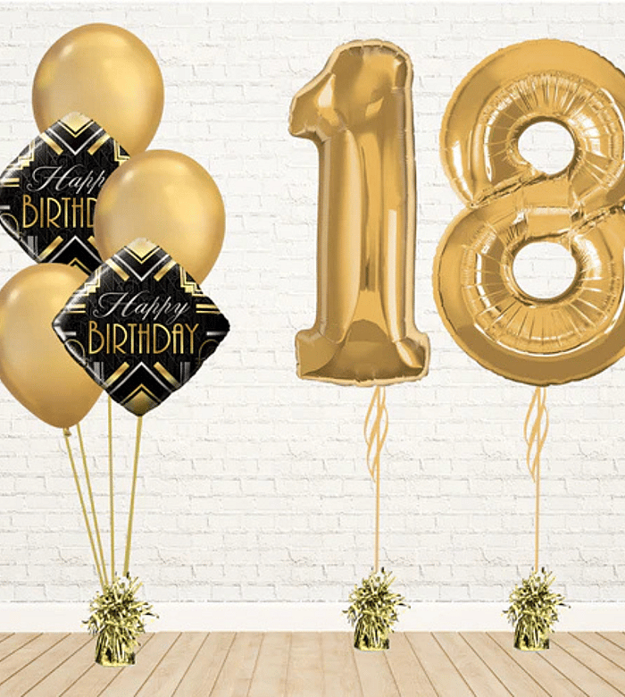 Glamorous Any Two Gold Number Birthday Balloon Set