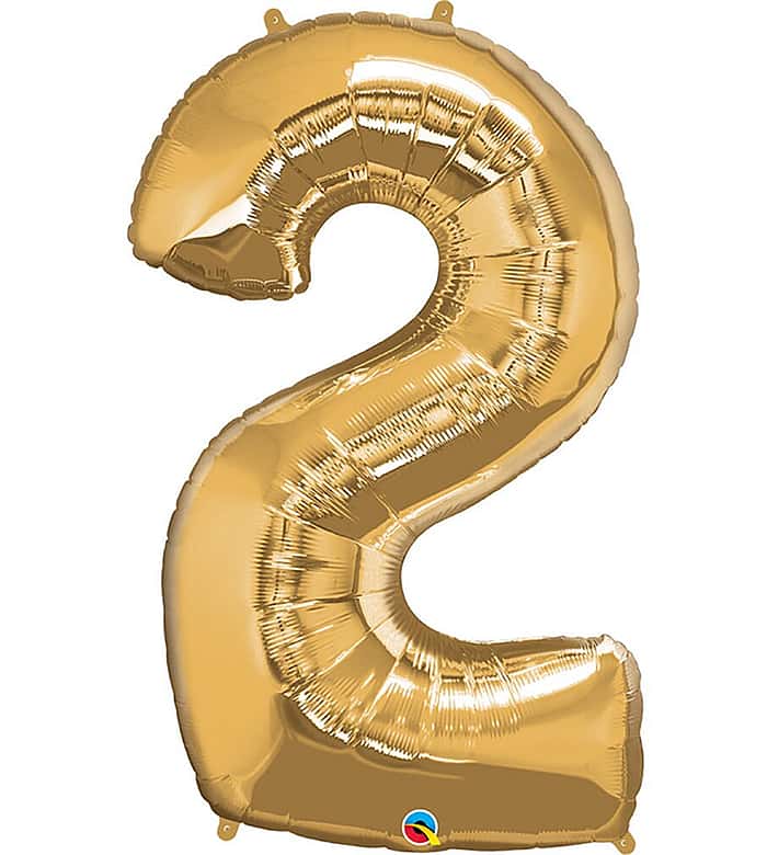 Golden Number Two Helium Balloon