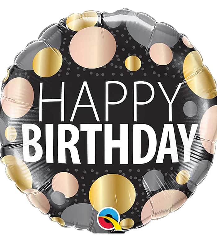 Happy Birthday Big Metallic Dots Foil Balloon