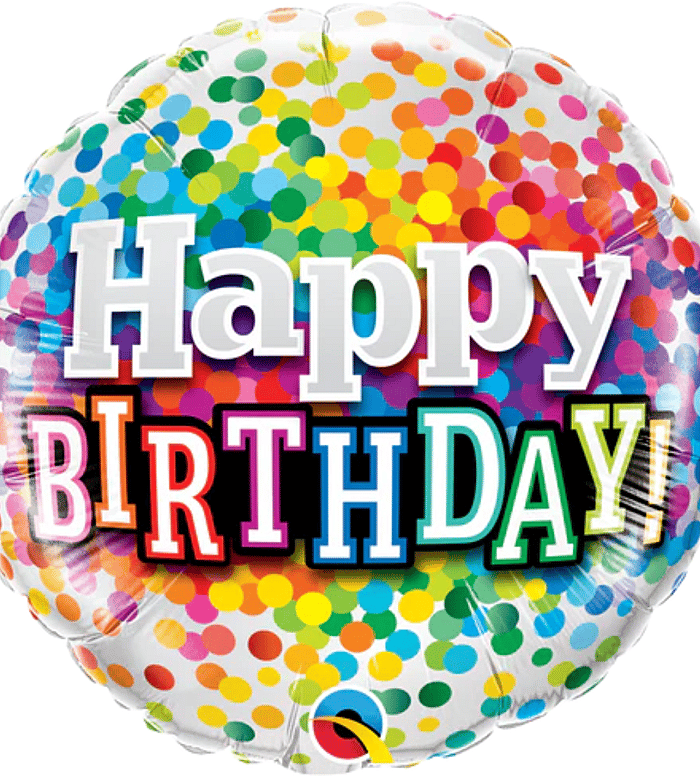 Happy Birthday Rainbow Confetti Single Foil Balloon