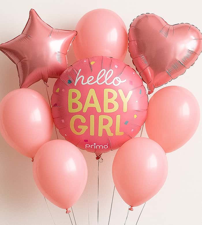 Hello Baby Girl Confetti Balloons