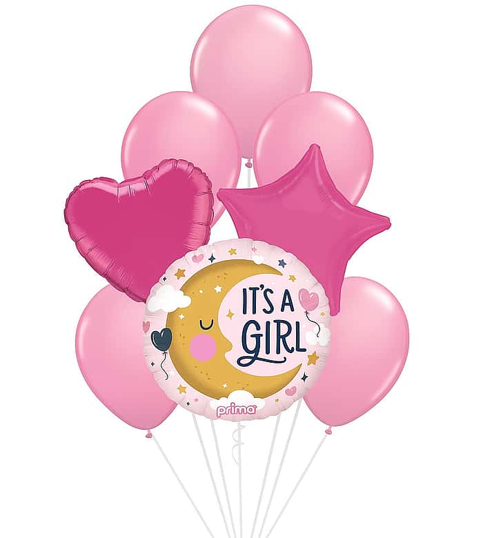 Its Baby Girl Moon Balloons