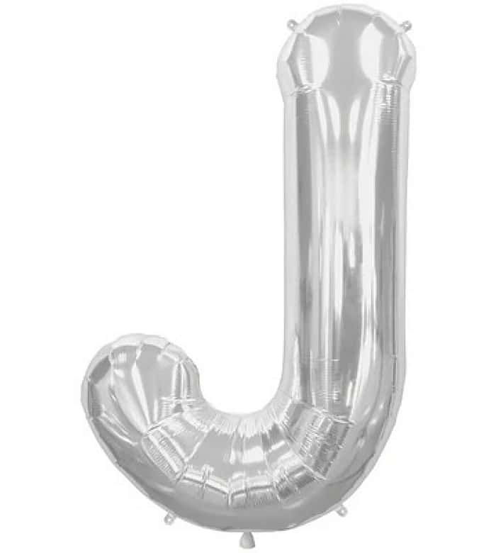 Letter J Silver Foil Balloon