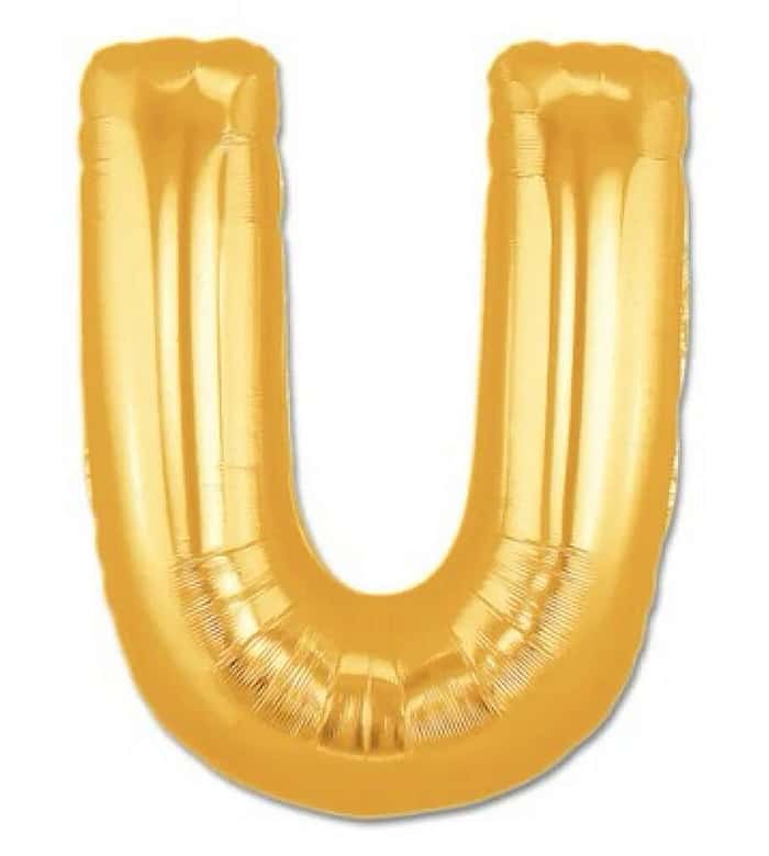 Letter U Golden Foil Balloon