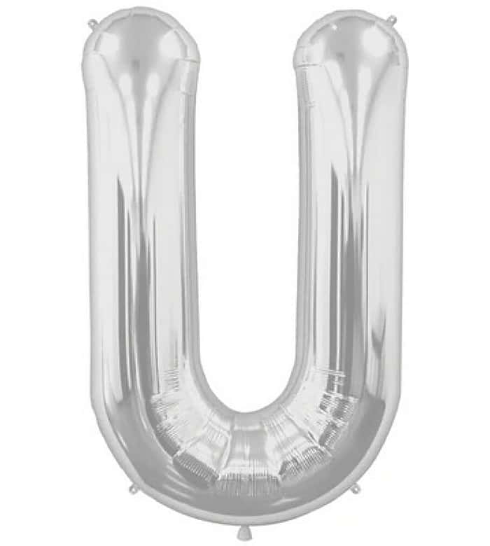 Letter U Silver Foil Balloon