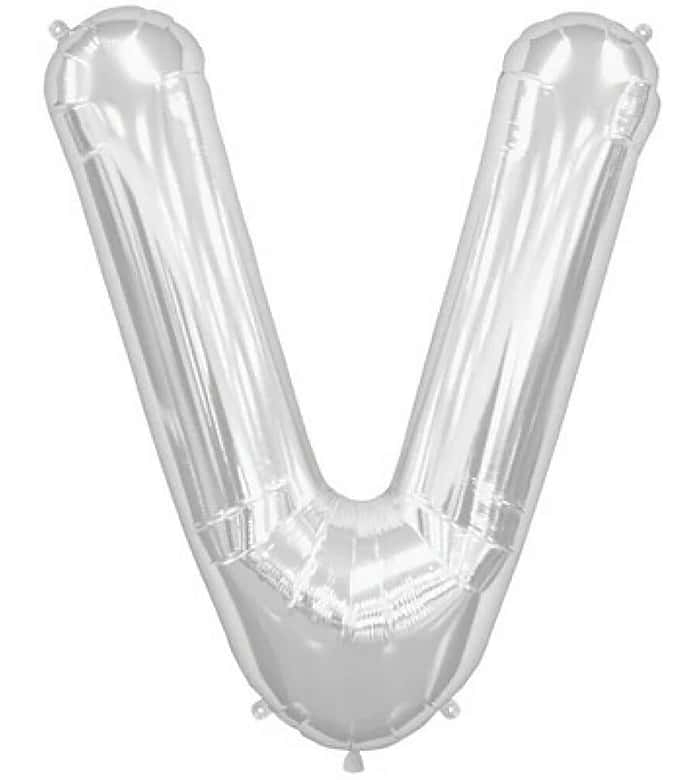 Letter V Silver Foil Balloon
