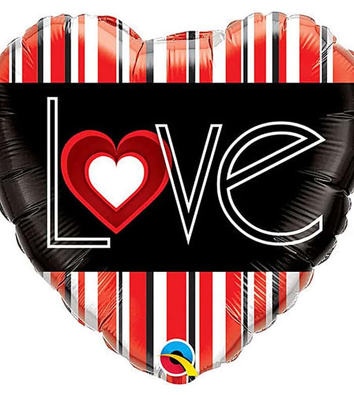 LOVE Red Stripes Foil Balloon