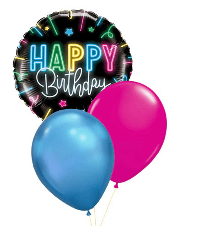 Neon Glow Happy Birthday Balloon Table Centerpiece
