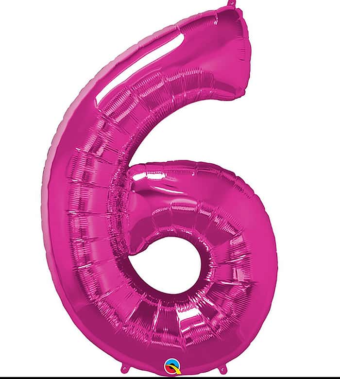 Pink Number Six Helium Balloon