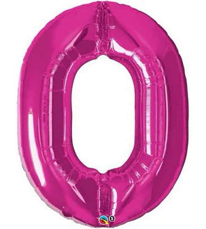 Pink Number Zero Helium Balloon