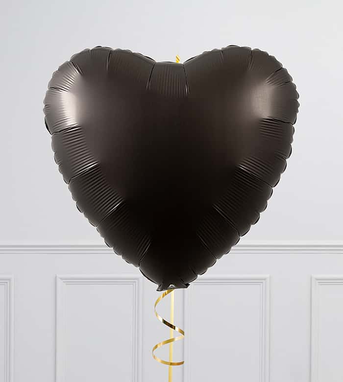 Plain Black Hearts Inflated Single Foil Balloon