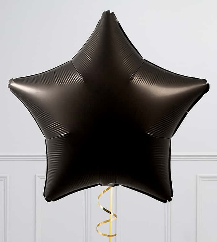 Plain Black Stars Inflated Single Foil Balloon