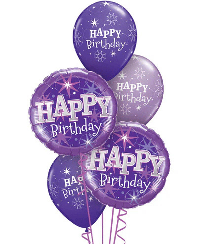 Purple Sparkle Birthday Balloon Floor Bouquet