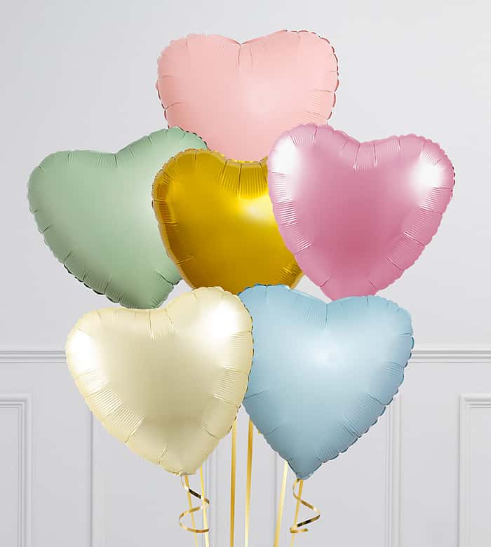 Retro Pastel Bloom Hearts Inflated 6 Foil Balloons