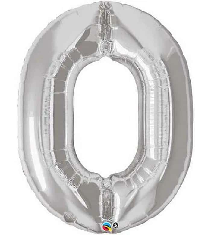 Silver Number Zero Helium Balloon