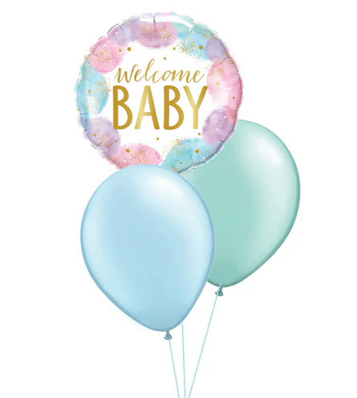 Welcome Baby Watercolor Balloon Blue Table Centerpiece