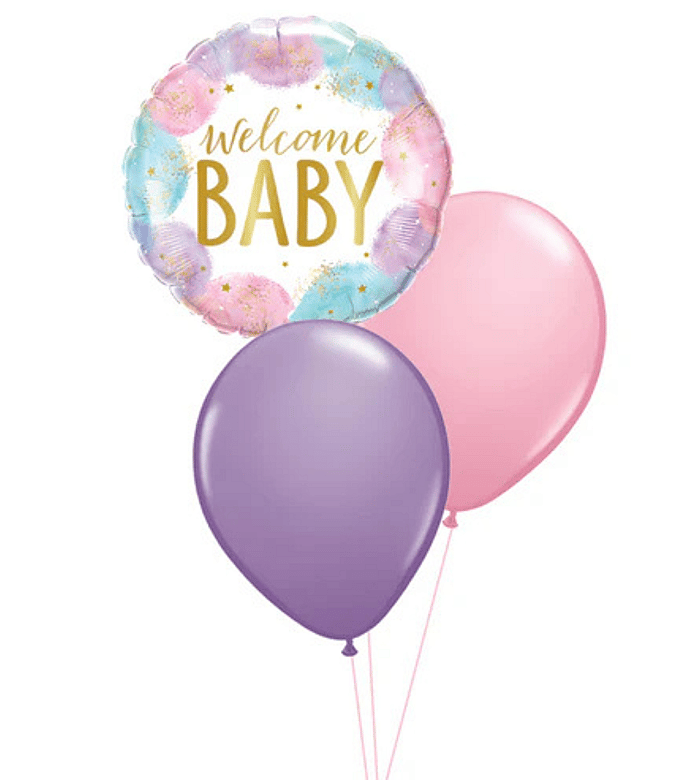 Welcome Baby Watercolor Balloon Pink Table Centerpiece