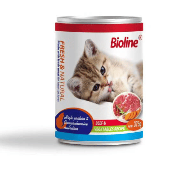 Bioline Adult Cat Wet Food Beef and Vegetables Tin