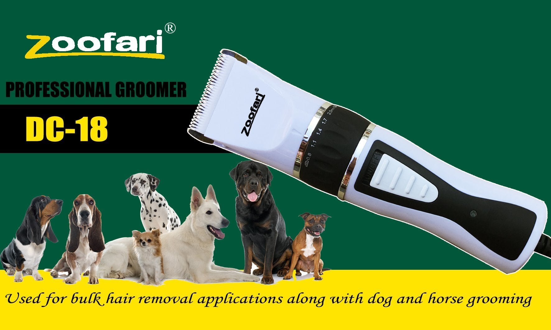 Zoofari DC18 Pet Hair Trimmer – Professional Cat & Dog Grooming Machine